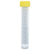 Transport Tube, 10mL, with Separate Yellow Screw Cap, PP, Conical Bottom, Self-Standing, Molded Graduations