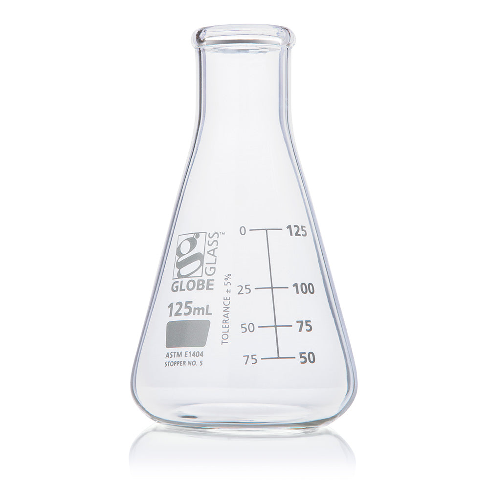 125Ml Erlenmeyer Flask, Globe Glass, Narrow Mouth, 12/box, 48/case
