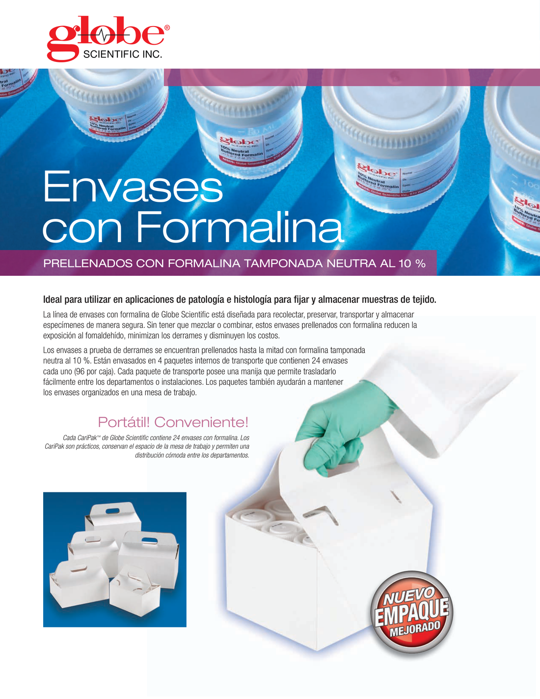 Folleto de Contenedores Llenados con Formalina