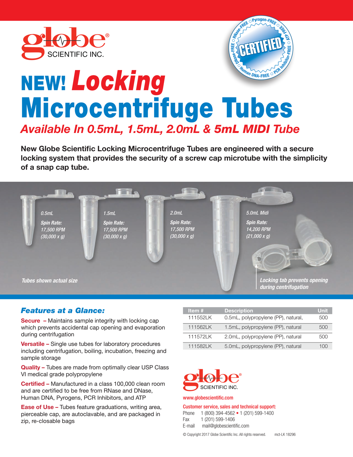 Locking Microtubes – Globe Scientific