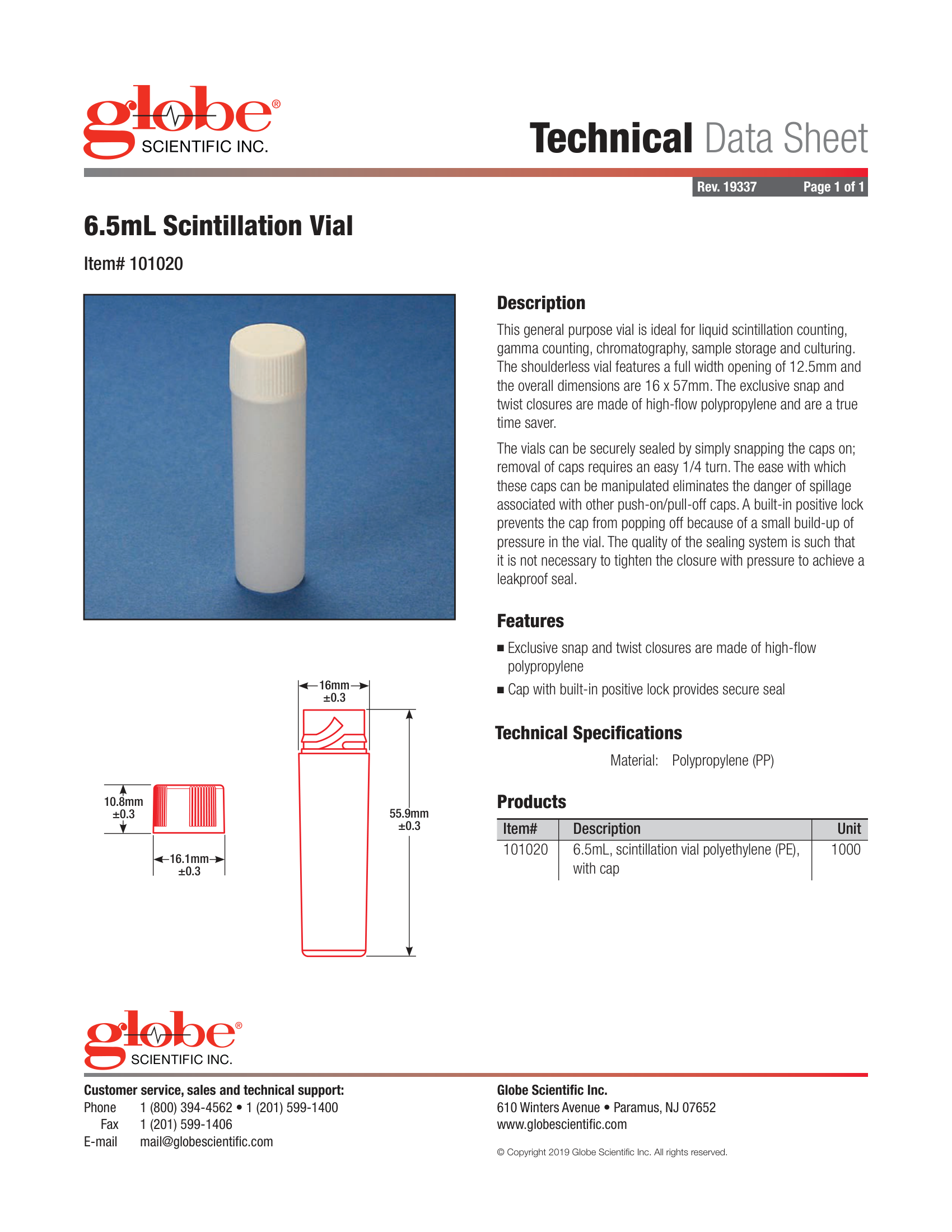 TDS 101020 – Globe Scientific