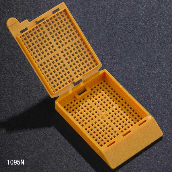 Cassette, Biopsy Embedding with Attached Lid, 35° Writing Area, ORANGE