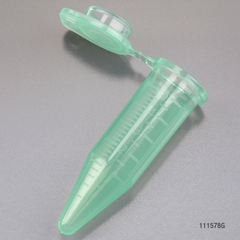 5mL Diamond Midi Centrifuge Tube, PP, Attached Snap Cap, Graduated, Green, 50/Bag, 4 Bags/Unit