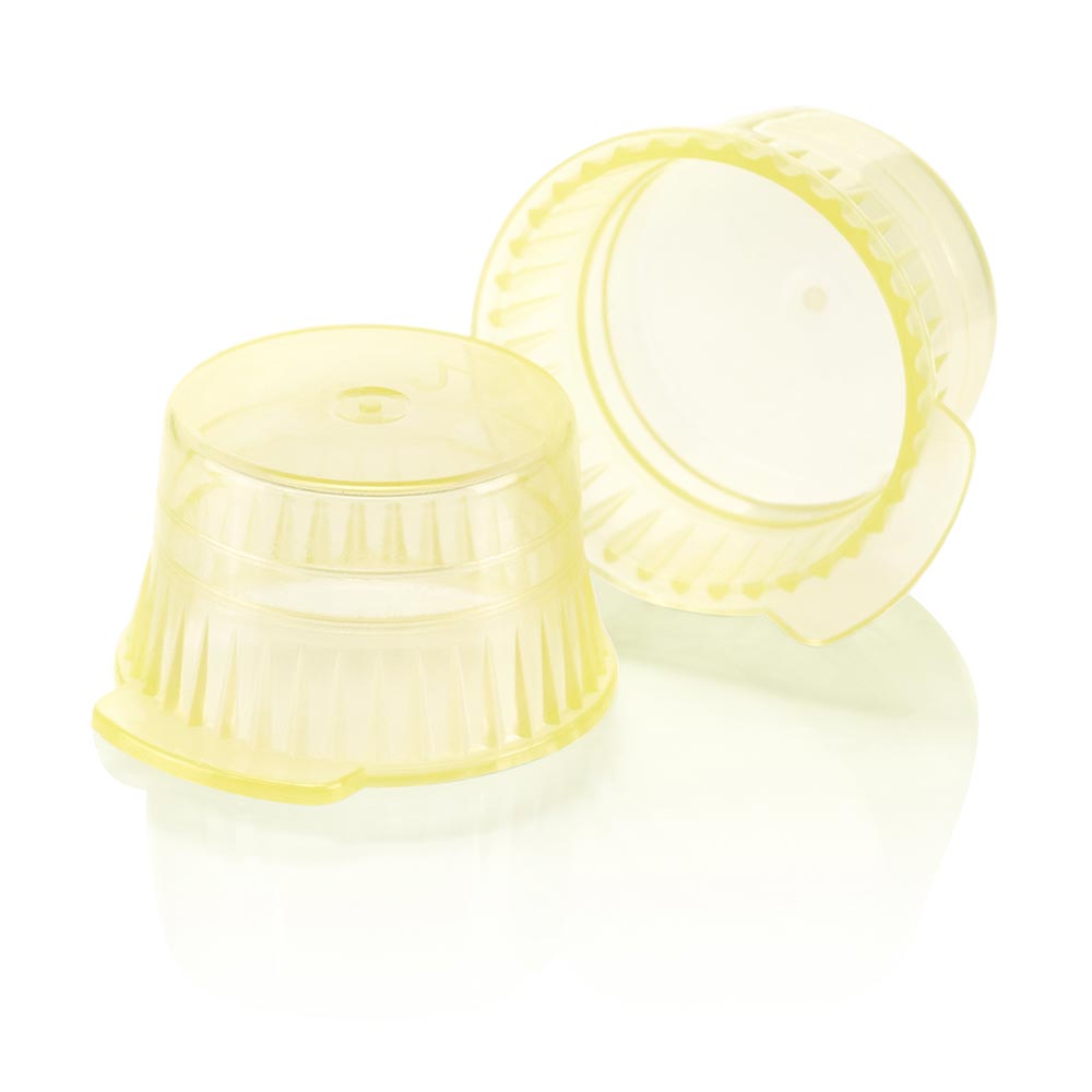 Cap, Snap, 13mm, PE, for 13mm Glass and Evacuated Tubes and 12mm Plastic Test Tubes, Yellow