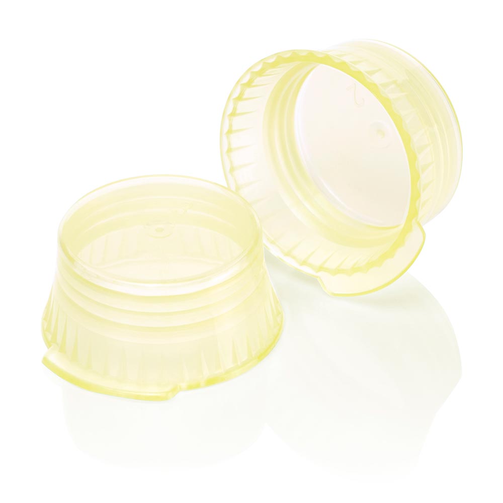 Cap, Snap, 16mm, PE, for 16mm Glass and Evacuated Tubes, Yellow