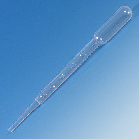 Transfer Pipet, 7.5mL, Large Bulb, Graduated to 3mL, 148mm, STERILE, Individually Wrapped, 100/Bag, 4 Bags/Case