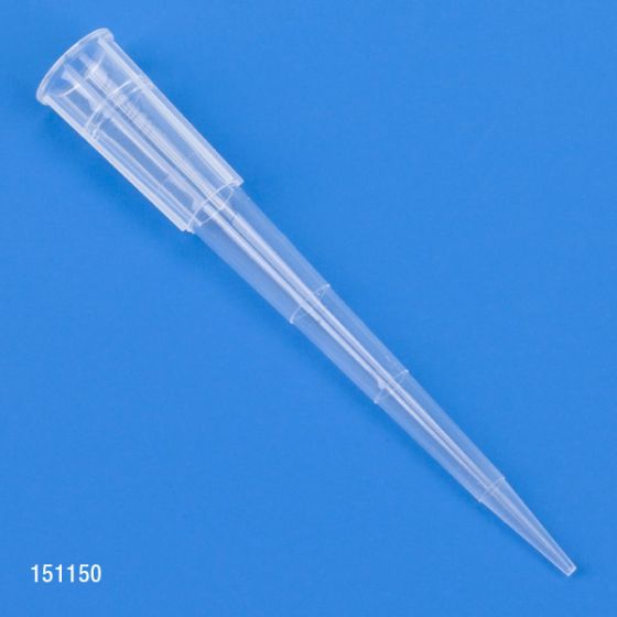 Certified Pipette Tips, 1-200uL, Universal, Natural, 54mm, STERILE, Racked, 96/Rack, 10 Racks/Box