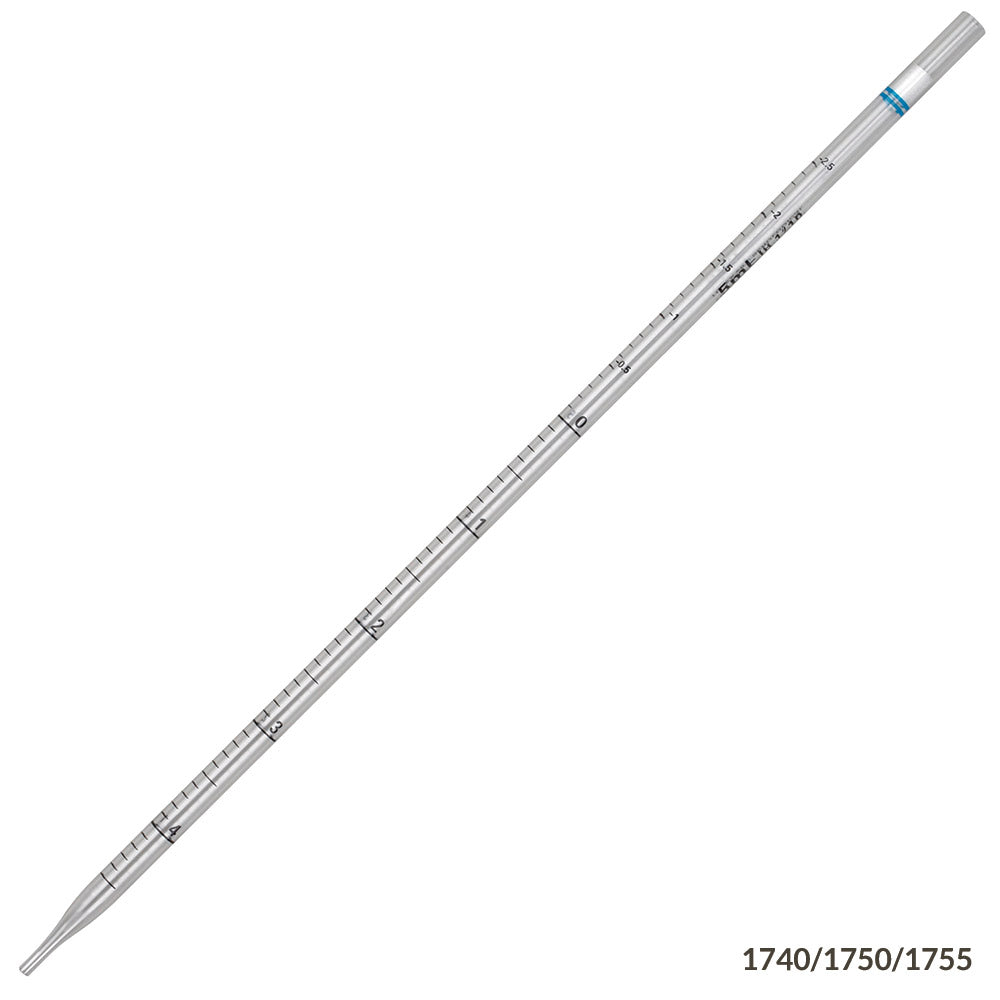 5mL, Serological Pipette, PS, Standard Tip, 342mm, STERILE, Blue Striped, 25/Pack, 15 Packs/Box