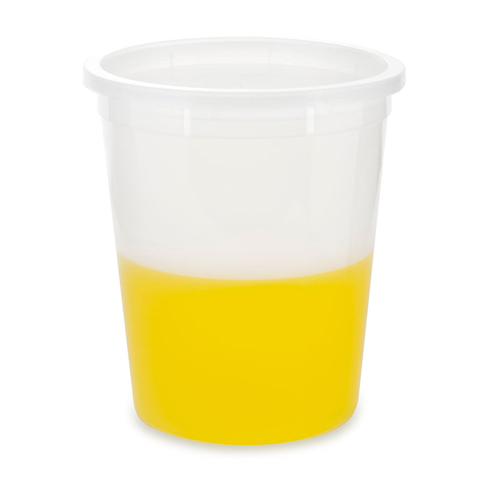 Container, Multi-Purpose, HDPE, Economy Style, 16oz (480mL), Separate LDPE Snap Lid, Natural