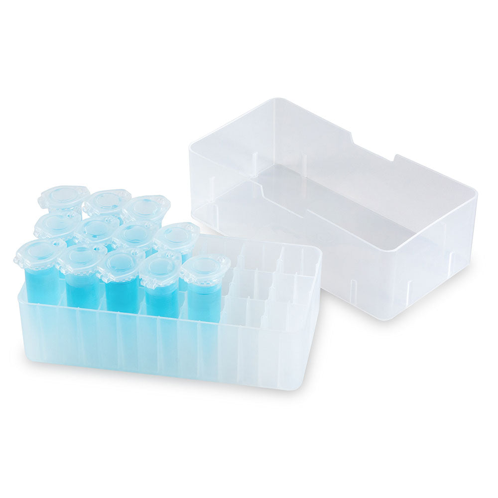 Freezer Box for 5.0mL Microcentrifuge Tubes, 21-place (7 x 3 format), with Lid, Clear