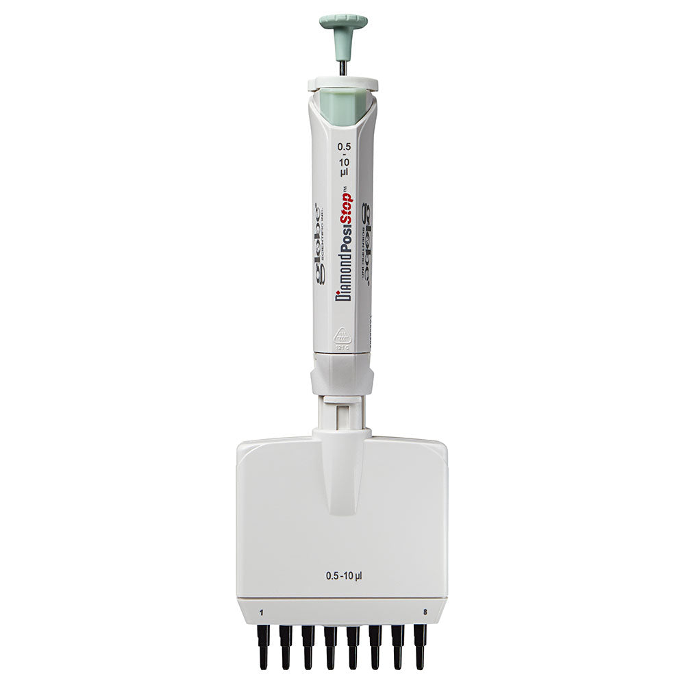 Pipette, Diamond PosiStop, Fully Autoclavable, 8-Channel,  Adjustable volume, 0.5 - 10ul, Red