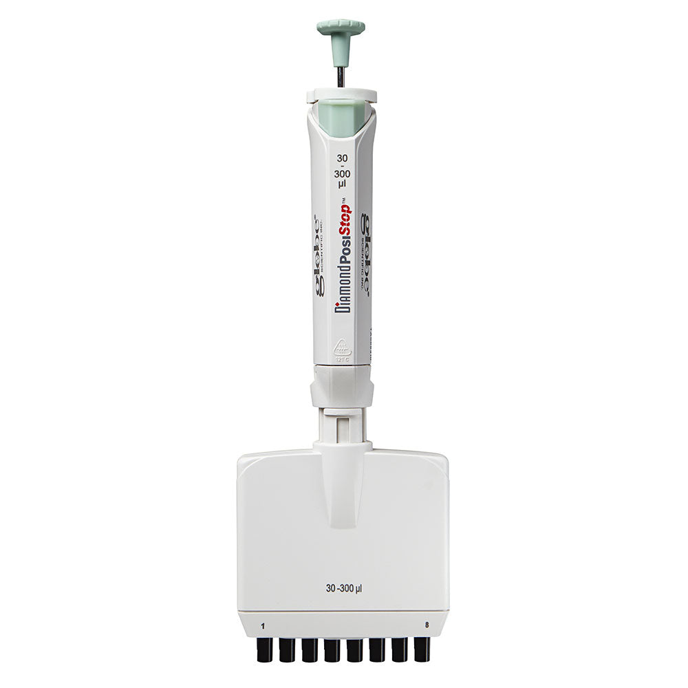 Pipette, Diamond PosiStop, Fully Autoclavable, 8-Channel,  Adjustable volume, 30 - 300ul, Yellow