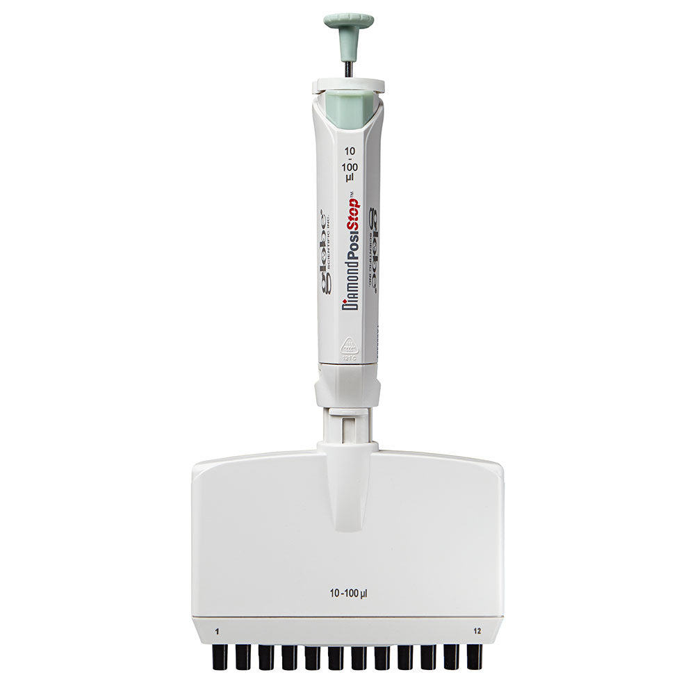 Pipette, Diamond PosiStop, Fully Autoclavable, 12-Channel,  Adjustable volume, 10 - 100ul, Green