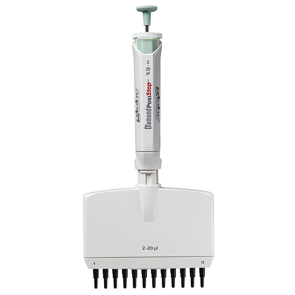Pipette, Diamond PosiStop, Fully Autoclavable, 12-Channel,  Adjustable volume, 2 - 20ul, Red