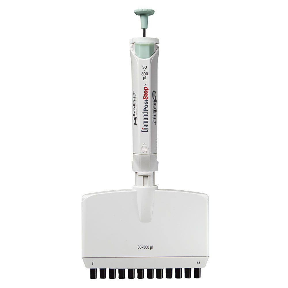Pipette, Diamond PosiStop, Fully Autoclavable, 12-Channel,  Adjustable volume, 30 - 300ul, Yellow