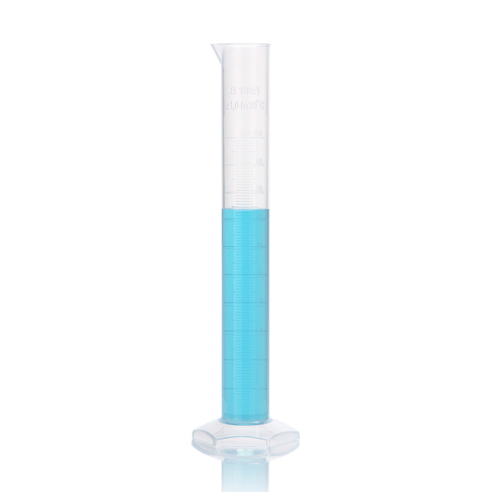 100mL Cylinder, Measuring, Diamond Essentials, Class B, PP, Molded Graduations, tall form