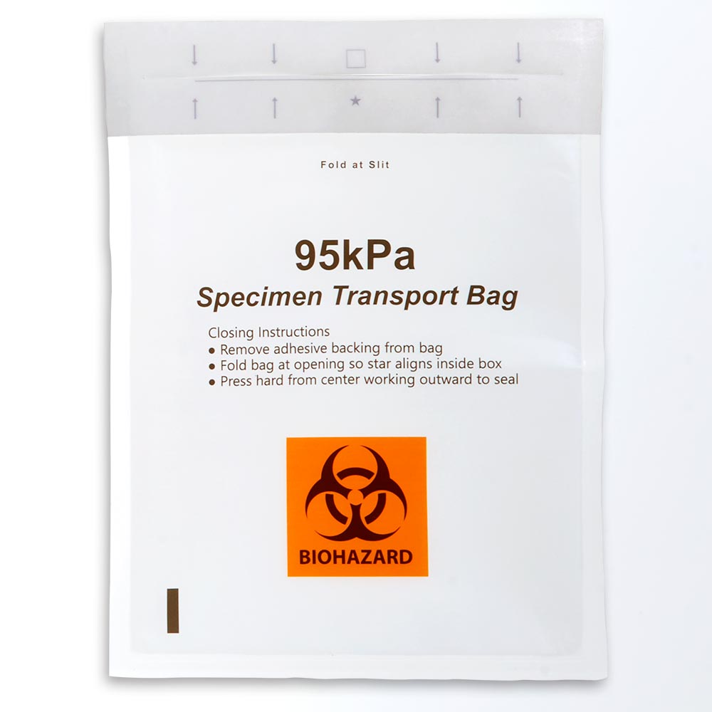 95kPA Biohazard Specimen bags, 9x12", doc pouch, 50/pack, 6 packs/CS