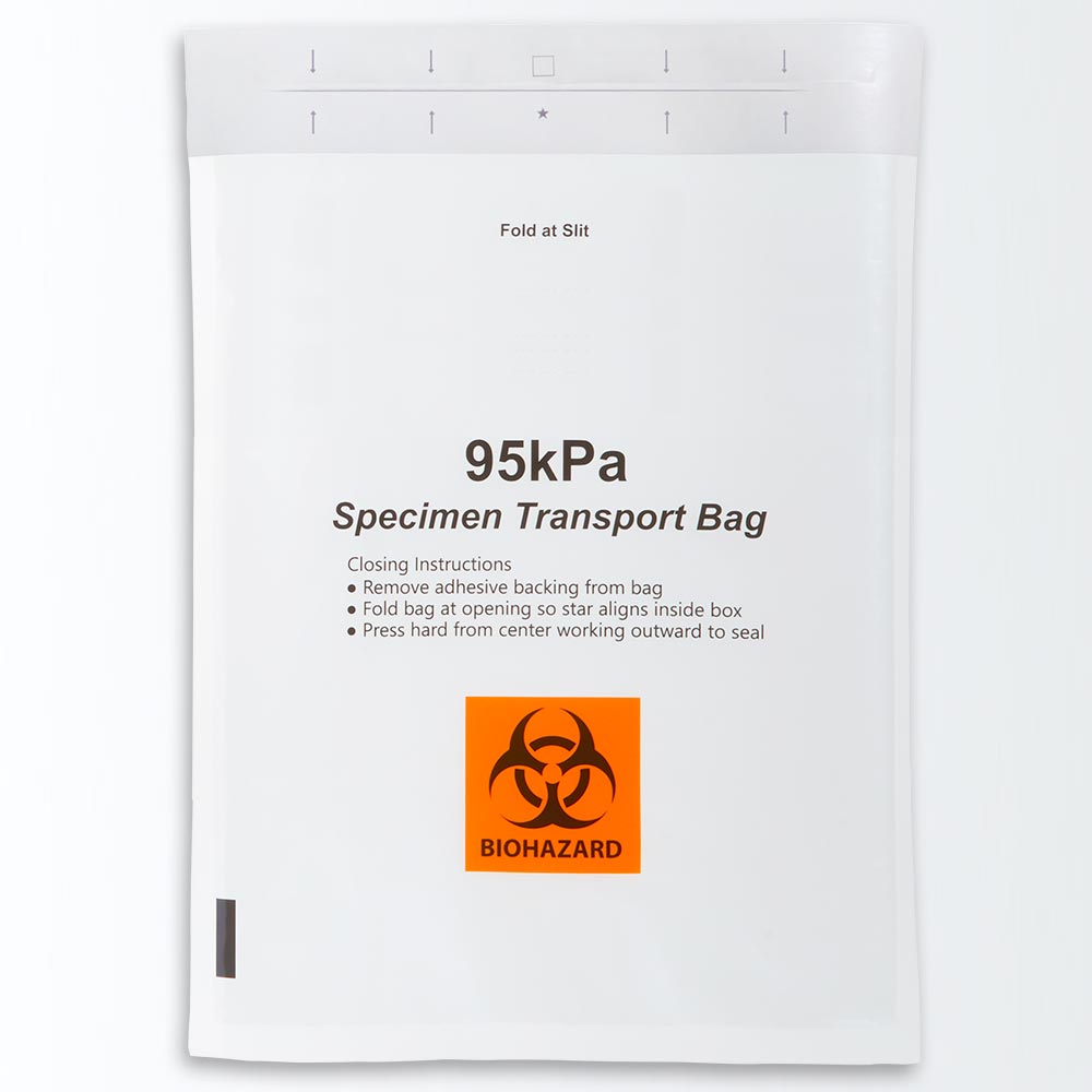 95kPA Biohazard Specimen bags, 14x19", doc pouch, 50/pack, 2 packs/CS
