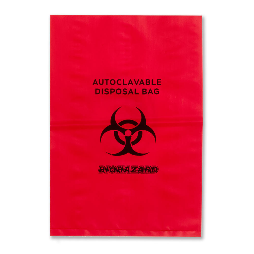 Autoclavable biohazard bag, 8x12", red, 100/pack, 2 packs/case