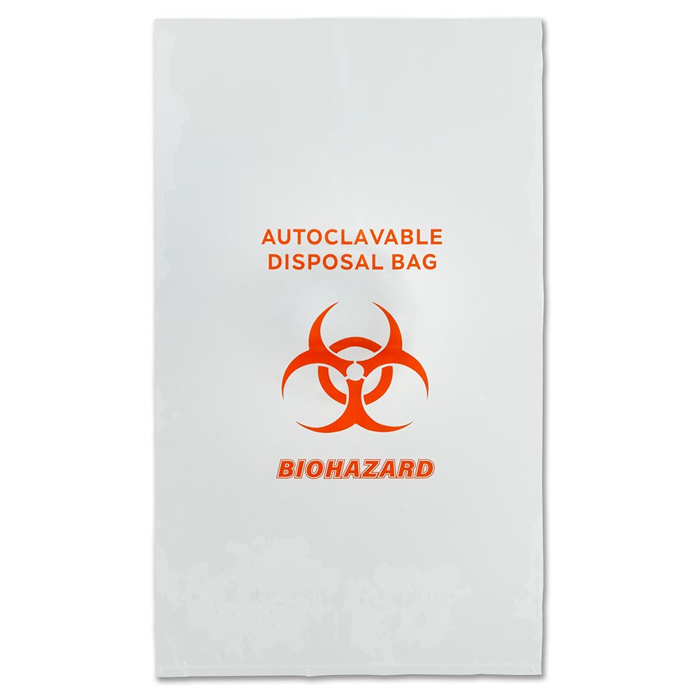 Autoclavable biohazard bag, 12x20", clear, 100/pack, 2 packs/case
