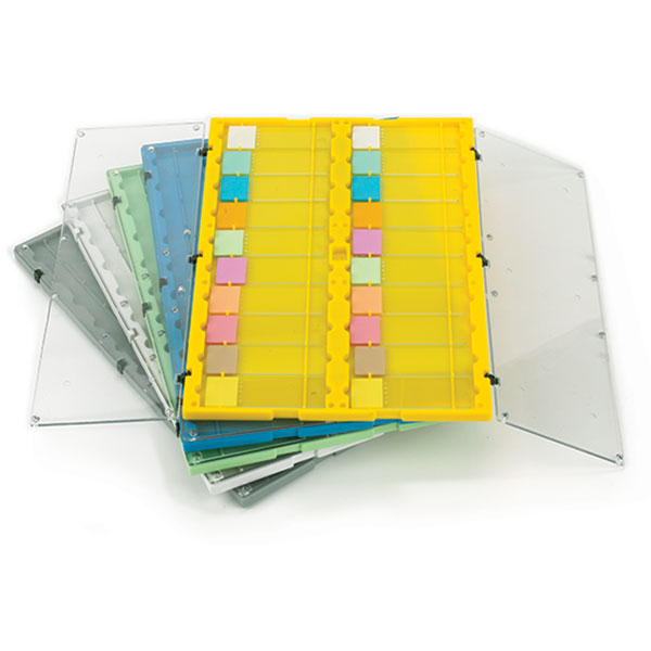 Slide File Folder with Clear Hinged Lids, 20-Place, HIPS/PC, Gray