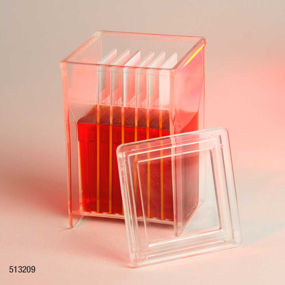 Slide Staining Jar with Lid, PMP, for 8 slides (16 back-to-back