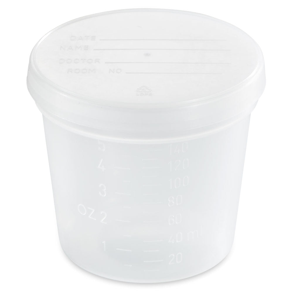 Specimen Container, 5oz. with Separate Snap Cap, PP, Graduated