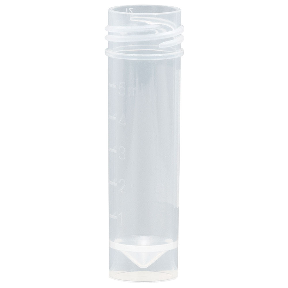 Transport Tube, 5mL, No Cap, PP, Conical Bottom, Self-Standing, Molded Graduations