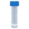 Transport Tube, 5mL, with Separate Blue Screw Cap, PP, Conical Bottom, Self-Standing, Molded Graduations