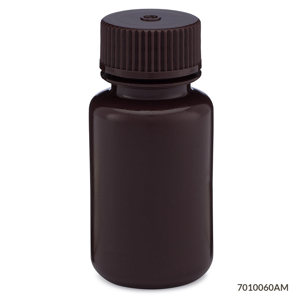 Bottles, Diamond RealSeal, Wide Mouth Round, Amber HDPE with Amber PP Closure, 60mL, 12/Pack, 72/Case