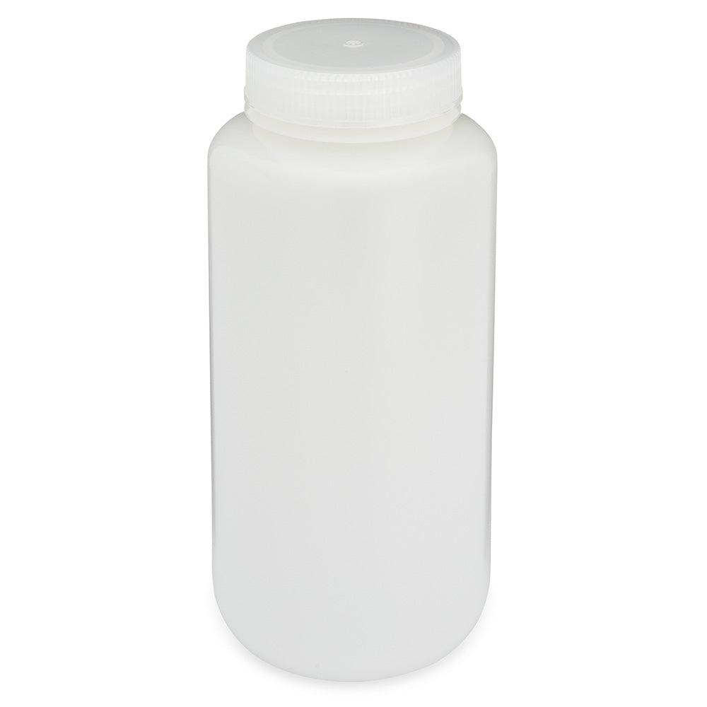 Diamond Essentials Bottle, Wide Mouth, Round, HDPE with PP Closure, 1000mL, Bulk Packed with Bottles and Caps Bagged Separately, 50/Case