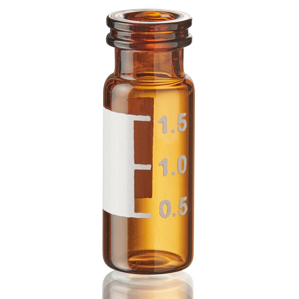 DiamondPure Chromatography Vial, 2mL, Amber Glass, Snap Closure, 11mm Large Opening, 12x32mm, White Marking Spot