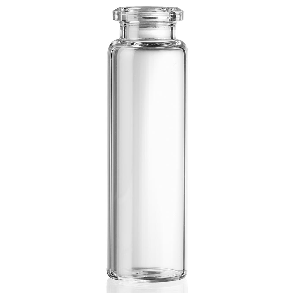 DiamondPure Headspace Vial, 20mL, Clear Glass, Crimp Closure, 20mm Tapered Opening, 22.6x75mm, Flat Bottom