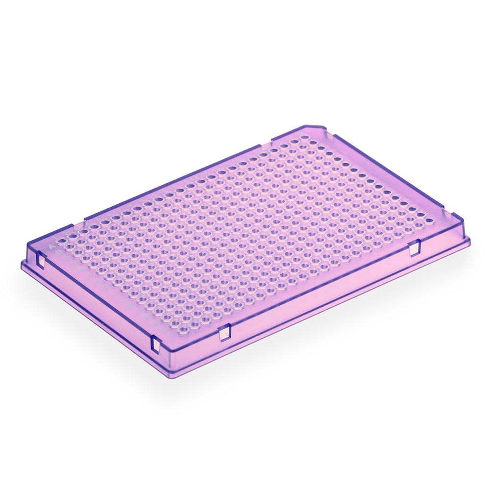 Special Order - Diamond Shell 384-well PCR plate, A24 single notch, Violet PC frame and Clear PP wells