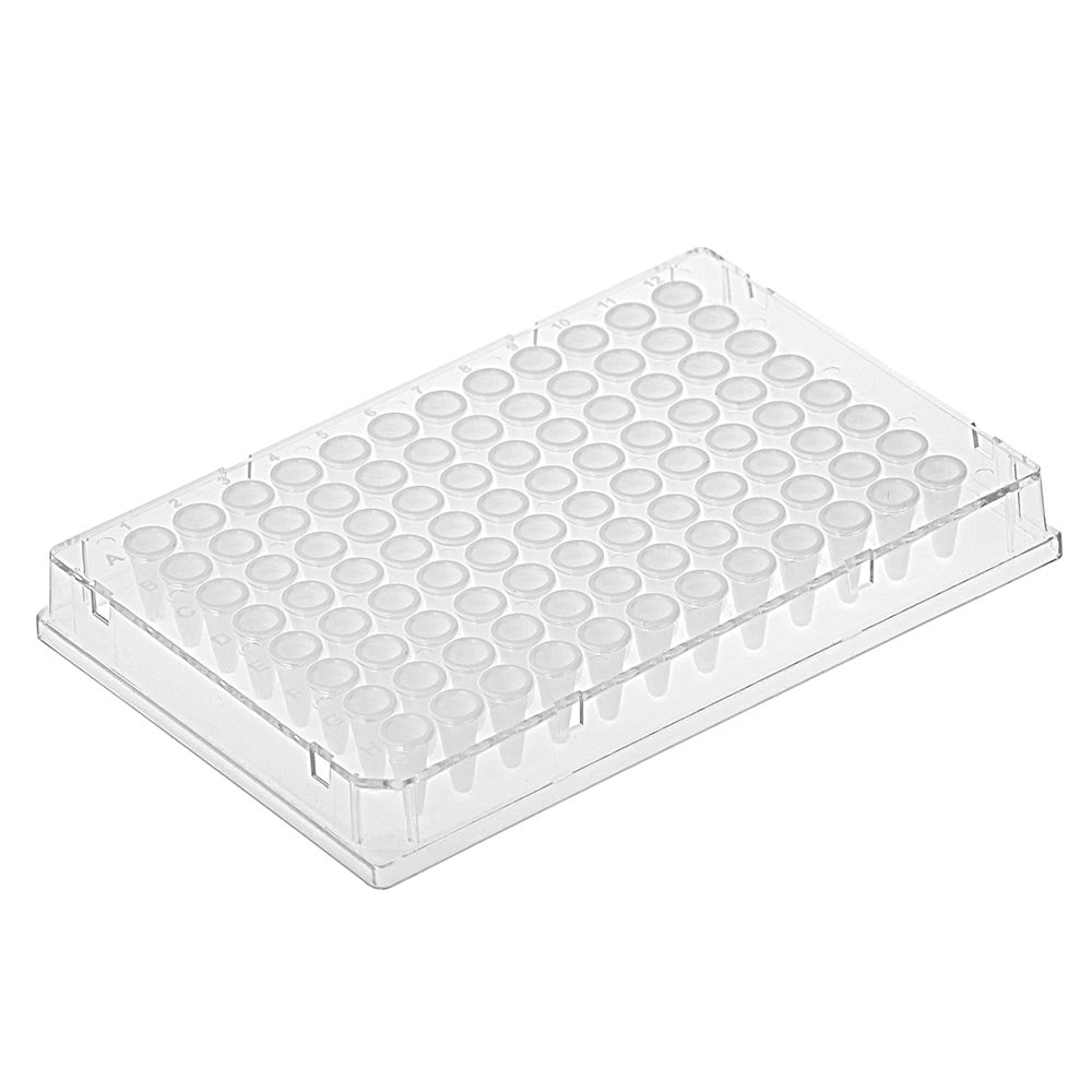 Diamond Shell 0.1mL 96 well PCR Plate, Full skirt, Clear PC frame and White PP wells