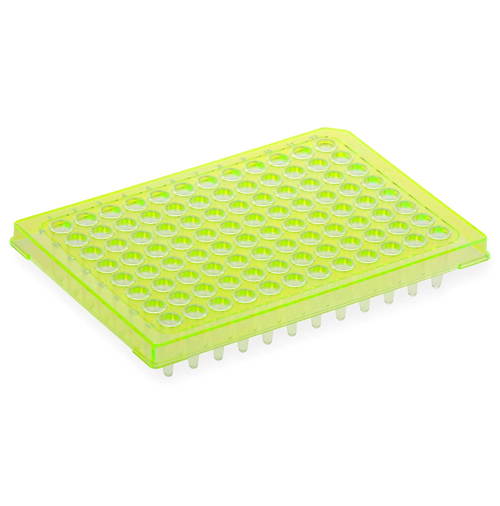 Special Order - Diamond Shell 0.2mL 96 well PCR Plate, Half skirt, Yellow PC frame and PP wells