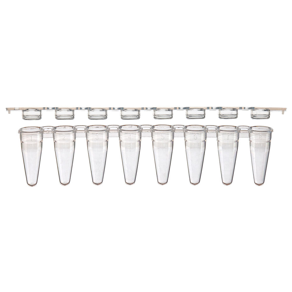 0.1mL 8-Strip Tubes, Low Profile, with Separate 8-Strip Clear Flat