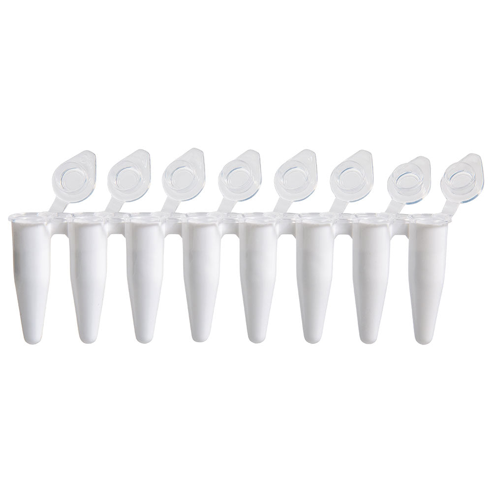 DiamondLink 0.2mL 8-Strip Tubes, with Individually-Attached Flat Caps, White