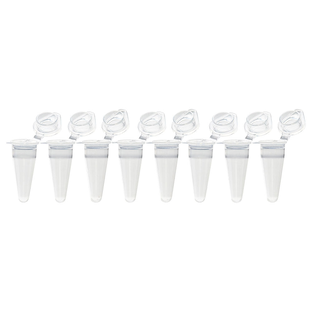 QuickSnap 0.1mL 8-Strip Tubes, with Individually-Attached Flat Caps, Clear