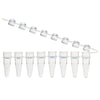 0.2mL 8-Strip Tubes, with Hinged Attached 8-Strip clear Dome caps, Natural