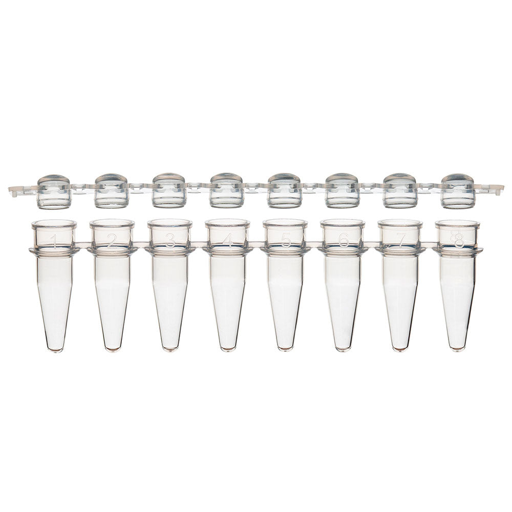 0.2mL 12-Strip Tubes, with Separate 12-Strip clear Dome caps, Natural