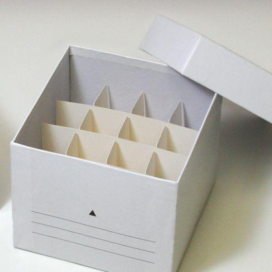 Globe Scientific Cardboard Storage Box 16 Place 4x4 White for 50ml Centrifuge Tubes